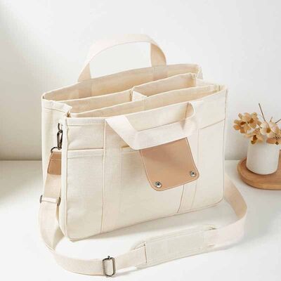 Minimalist Canvas Tote Bag Large Capacity Multi-Compartment Lunch Bags Solid Color Versatile Crossbody Bag Korean Style