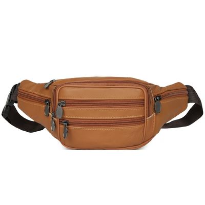 Trending Multifunctional Sports Men's Waist Bag Leather Retro Solid-Color Wallet Portable New-Style Fully Customizable