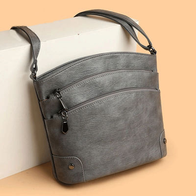 2025 New Multi-Layer Bucket Crossbody Bags Vintage Colored Shoulder Fashionable multi-functional Waterproof PU Leather Bag