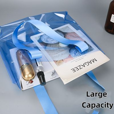 PVC Handheld Shopping Bags Clear Waterproof Large Capacity Shopping Bags Fashion-Worthy Colorful Gift Bag with Custom LOGO