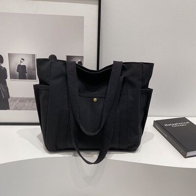 Large Capacity Tote Canvas Bag Work & Outings Stylish Commuting Versatile Literary Student Style Book-Carrying Shoulder Bag