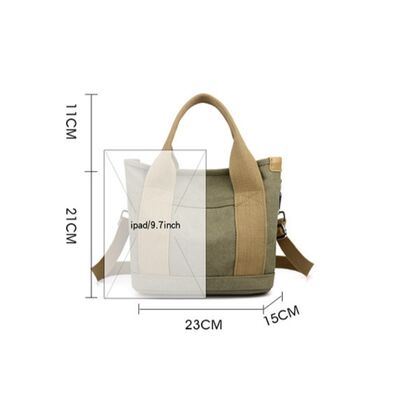 Thickened Canvas Shoulder Bag with Large Capacity Multi-Compartment Commuting Bags for Students Compact Outings Tote with LOGO