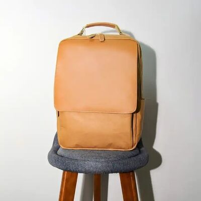 Manufactures Custom Male Brown Washable Kraft Paper Bag Softback Backpack With Front Flap