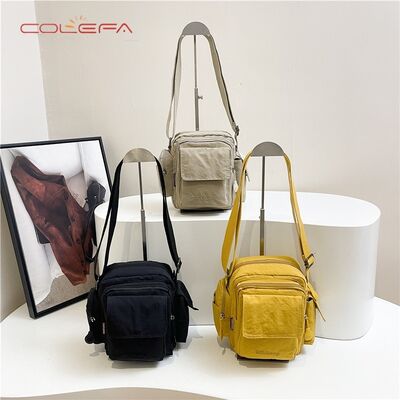 Nylon Multi-Pocket Minimalist Bag for Women Lightweight Compact Square Bag Large Capacity Casual Travel Versatile Crossbody Bag