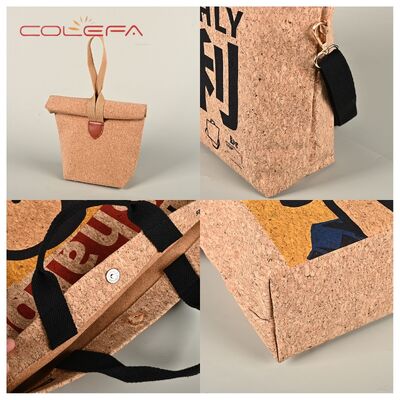 Cork Made Tote Bags Vintage Wood Grain Eco-Friendly Bags Factory Custom Training Institution Gift Tote Bags with Printing