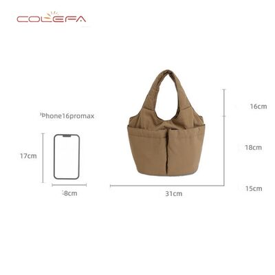 Custom LOGO Niche Nylon Shoulder Tote Bags Large Capacity Handled Women's Korean Style Tote Bag with Multiple Pockets