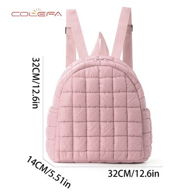 Autumn/Winter Polyester Cotton-Filled Backpack Checkered Fashion Casual Travel Backpack Lightweight Cotton Jacket Women Backpack