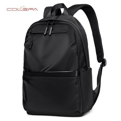 Men's Business Polyester Backpack Large Capacity Laptop Black Portable Backpack Lightweight Soft Backpack Wholesale with Custom LOGO