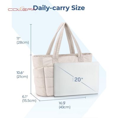 Polyester Cotton-Filled Tote Bags Custom Women's Shoulder Large Capacity Tote Bag Travel Laptop Bag Premium Quality with LOGO