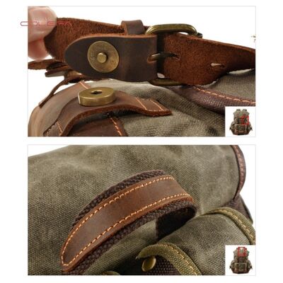 European & American Style Outdoor Backpack Casual Book Bag Large Capacity Travel Backpack Canvas & PU Leather Blend Hiking Bag