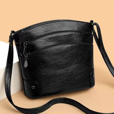 2025 New Multi-Layer Bucket Crossbody Bags Vintage Colored Shoulder Fashionable multi-functional Waterproof PU Leather Bag