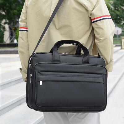 Business Briefcase Men's Laptop Black Bags Canvas Large Capacity Document Business Travel Crossbody Tool Kit with Custom LOGO
