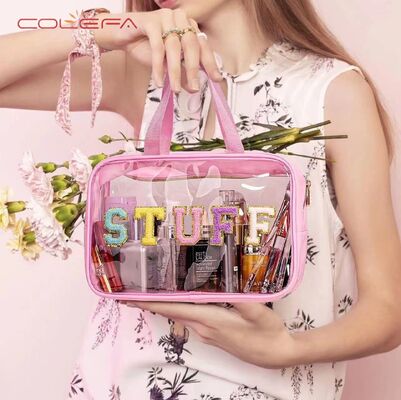 Bestseller Large Capacity Toiletry Bag Double-Handle Storage PVC Clear Bag Custom Travel Alphabet Waterproof Makeup Pouch