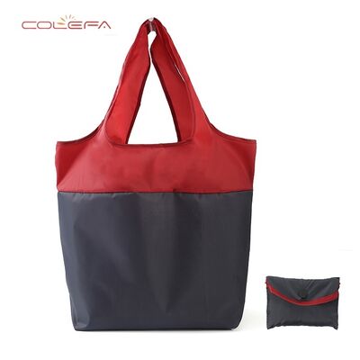 Color-Block Portable Eco-Friendly Shopping Tote Bag Recyclable Waterproof Polyester Foldable Large-Capacity Grocery Storage Bag