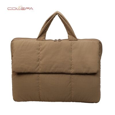 Fall New Arrival Stylish Solid-Color Bags Minimalist Niche Checkered Briefcase Women Casual Lightweight Polyester Everyday Commuting Laptop Bag