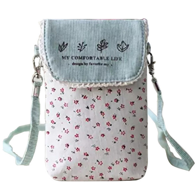 Custom cute fresh washable floral cotton mini crossbody cell phone purse bag for women